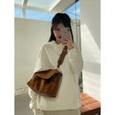 New Autumn Winter Fleece Shoulder Bag Female Frosted Leather Crossbody Bag Retro Crossbody Bag Large Capacity Messenger Bag