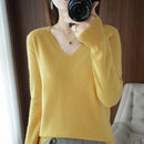 Women Solid Sweater Spring Autumn Woolen Pullovers V-neck Slim Fit Bottoming Shirt Solid Soft Knitwear Jumpers Basic Sweaters