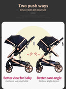 Luxurious Baby Stroller 3 in 1 Portable Travel Baby Carriage Fold Pram High Landscape Aluminum Frame Newborn Infant Stroller