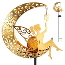 The Moonveil | Crackle Glass Solar Garden Stake Lights with Warm White LED