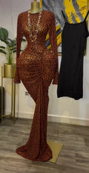 CM.YAYA 2025 Fall Women Long Sleeve Stacked Mesh See Though with Lining Bodycon Long Dress Evening Birthday Sexy Party Dresses