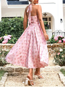 Blossom Silhouette Halter Midi Dress