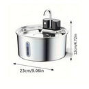 3.2L Wireless Stainless Steel Cat Water Fountain With 4000mAh Battery & Sensor Automatic Filtration Pet Water Drinker Dispenser