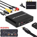 4K HDMI ARC 音频分离器 数字转模拟音频转换器 ARC 转 SPDIF 同轴 L/R 立体声 3.5 毫米插孔音频适配器 适用于高清电视
