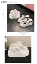 9.5cm Increasing Height Women Slippers 2024New Summer Autumn Canvas Mules Shoes Ladies Round Toe High Wedge Platform Slides Shoe