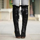 2025 Autumn Winter Sexy Lace Up Knee-high Boot Women's High Boots Female Shoes Boots Women High Heels Leather Woman Boot