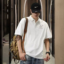 Men's Clothing Round Neck Black White Polo Shirt Short Sleeve Slim Fit Summer Casual Trendy American Style T-Shirt