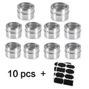 Magnetic Spice Jar Stainless Steel Seasoning Pot Set Household Condiment Bottle Storage Tank Rack with Stickers Kitchen Tools