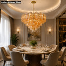 Amber Murano Glass Ceiling Chandelier Round for Dining Living Room Bedroom Modern Murano Glass Pendant Chandelier Light