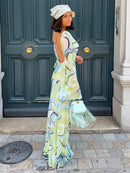 Sexy Backless Printed Dress Women's O-neck Full Sleeve Straight  Long Dresses 2026 Summer Fashion High Street New Lady Outfits