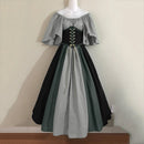 Women Patchwork Medieval Renaissance Dress Halloween Gothic off Shoulder Retro Long Dress