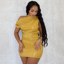 Luxury Leather Strapless Short Dress Women's Sexy Party Curvy Mini Dresses Evening Corset Red Brown Cocktail Autumn Fall 2026