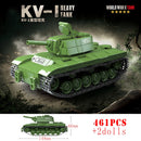 军事世界大战俄罗斯T-34 KV-1重型坦克积木二战美国M4A3谢尔曼斯图尔特坦克技术砖块儿童玩具
