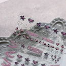 Pink Girl Lace Bow Nail Sticker 3D Relief Sweet Cool Checkered Nail Art Stickers Laser Silver Star Love Heart Manicure Decals