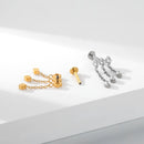 1PC Implant Grade Titanium Ear Cartilage Earring 3 Chains Flat Back Tragus Stud Conch Helix Piercing Punk Women Body Jewelry