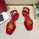 The Rivet Artisan Sandal: Genuine Leather Flat with Statement Buckle