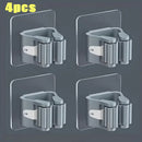 2PCS Home Storage Rack Bathroom Suction Hanging Pipe Traceless Hooks Wall Mounted Mop Organizer Holder Waterproof Broom Hanger