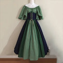 Women Patchwork Medieval Renaissance Dress Halloween Gothic off Shoulder Retro Long Dress