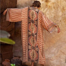 TEELYNN Boho Beach Robe Cotton Orange Ethnic Floral Print Kimono Vestidos Women Long Sleeve Tunic Top Blouses Cover Up Boho