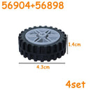 Car Truck Wheels Hub Bricks MOC Technical Tire Wheel Cross Hole Set Motorcycle Tyre & Rim Construction Building Blocks