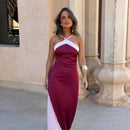 The Suzette | Color-Block Scarf-Collar Maxi Dress