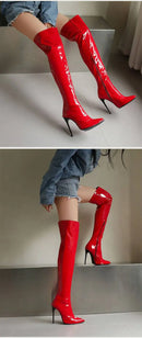 Autumn and Winter New Style Fashion High-heeled Women's Long Boots Sharp Toe Sexy Party Over The Knee Boots High 12cm Size 35-48