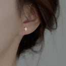925 Silver Needle Simple Inlaid Zircon for Women Wedding Jewelry Accessories Leaf Star Butterfly Silver Color Earrings Wholesale