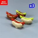 MOC Bricks Food Cookie Bone Pretzel Bagel Biscuits Waffle Chips Hot Dog Bread Pizza Milk Educational Building Blocks Kids Toys