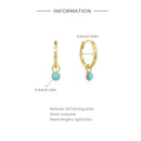 ROXI 925 Sterling Silver Turquoise Pendant Drop Earrings For Women Light Luxury Mother's Valentine's Day Gift Charm Fine Earring