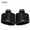 EPLUS Gloss Carbon Fiber Car Muffler Tip Exhaust Pipe Nozzle Decoration Universal Stainless Black Oval 150mm Tilting Left Right