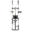 Floor to Ceiling Cat Tree Adjustable Cat Tower Tall Kitty Climbing Play House with Scratching Posts Cozy Condo Perches Hammock