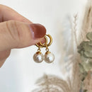 Stainless Steel Fashion Pearl Drop Earrings Women's Round Hoop Earrings Wedding Jewelry Free Shipping