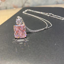 Huitan Two-tone Pendant Necklace with Pink Cubic Zirconia Sweet Women's Neck Accessories Wedding Party Luxury Fashion Jewelry