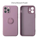 360 ° Rotating Metal Ring Holder Liquid Silicone Shockproof Soft Phone Case For IPhone 16 Pro Max 14 12 11 15 Pro Max Back Cover