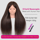 New Female Mannequin Training Doll Head With 70% Real Hair For Hairsyles Hairdressing Cosmetology Dolls Head With Stand Tripod