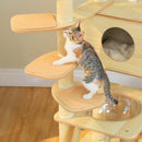 Multi-Level Cat Tree for Indoor Wood Cat Tower with Scratching Posts Spacious Condo Hammock Top Perch Cat Scratcher Cat Toys