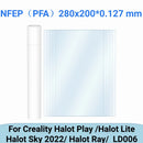 Nfep薄膜 280x200x0.127毫米 PFA薄膜 适用于CREALITY HALOT PLAY LD006 HALOT SKY 2022 HALOT RAY HALOT LITE 3D打印机配件