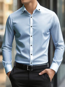 FGKKS New Men Shirts Brand Fashion Quality Smart Business Four Season Long Sleeve Casual Patchwork Elastic Male Dress Shirt