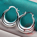 Circle Smooth U Shape Big Hoop Earrings for Women 925 Sterling Silver Hoops Female Jewelry Gift aretes de mujer