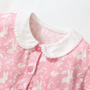 Jumping Meters  2-7 Years Girls Dresses Floral  Rabbit Print Collar Party Birthday Toddler Clothing Kids Short Sleeve Frocks