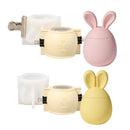 Nicole Candle Jar Silicone Molds for Concrete DIY Hoppy Bunny - Eared Easter Egg Storage Vessel Cement Mould Easter Gift Tools