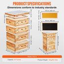 SucceBuy Bee Hive Deep Box Starter Kit 100% Beeswax Coated Natural Cedar Wood Langstroth Beehive Kit Transparent Acrylic