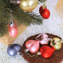 12pcs/box Heart Shaped Hanging Ornaments For Valentine's Day Christmas Pendant Xmas Tree Ball Navidad New Year Xmas Party Decor