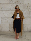 Lady Oversized Long Trench Women Coat Stand Collar Single Breasted Loose Wide Sleeve Casual Coats New Autumn Winter Chic Jackets