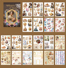 20 Sticker Books Ancient Aristocratic Architectural Patterns Retro Style Pre-cut Models Travel Character Patterns DIY Materials