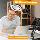72颗LED 10倍新型照明放大镜 USB 3色LED放大镜 适用于烙铁维修/台灯/护肤美容工具