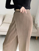 YUDX Women Pleated Solid Color Ankle-length Pants Elastic Waist Wide Leg Straight Female Trsouser Loose 2026 Summer
