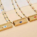ZMZY Thin Stainless Steel Chain Boho Charm Turkish Eye Multi Color Necklace Evil Eye Pendant Necklace for Women Girls Jewelry