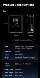 Baseus Wireless Car Air Pump Portable Air Compressor for Car Motorcycles Bicycle Electric Tire Inflator with LCD Digital Display