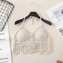 summer holiday beach camis lady sexy tassels crochet camisole women sexy tassels bikini camis female crochet halter bikini tops